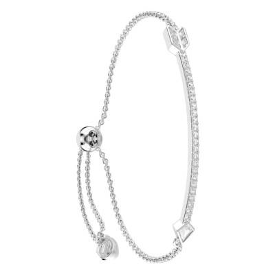 Idyllia Arrow Rhodium-Plated Metal, Zirconia & Crystals Bracelet, Length 24 cm Adjustable - 5741523 - Swarovski