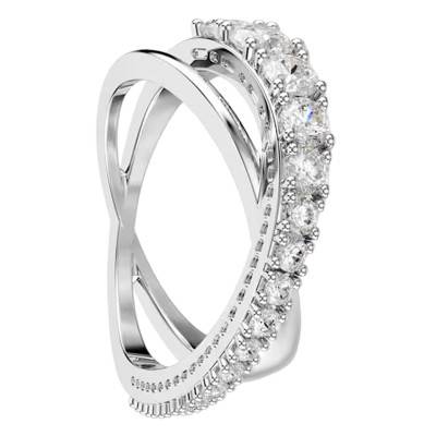 Hyperbola Spin Ring Rhodium-Plated Metal & Crystal - 5714953 - Swarovski