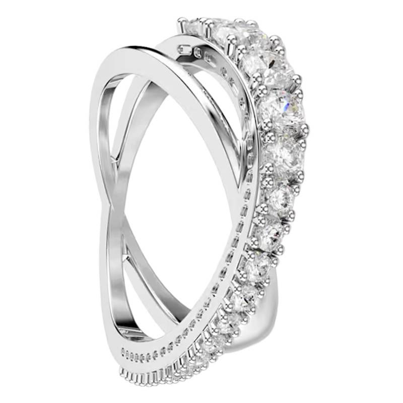 Hyperbola Spin Ring Rhodium-Plated Metal & Crystal - 5714953 - Swarovski