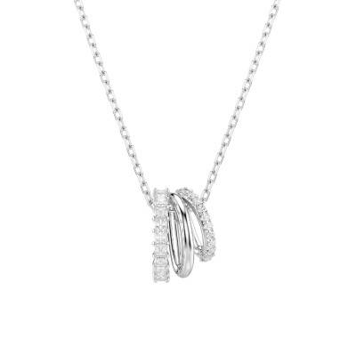 Hyperbola Rhodium-Plated Metal, Zirconium Oxides & Crystals Necklace, Length 38 to 45 cm Adjustable - 5737064 - Swarovski