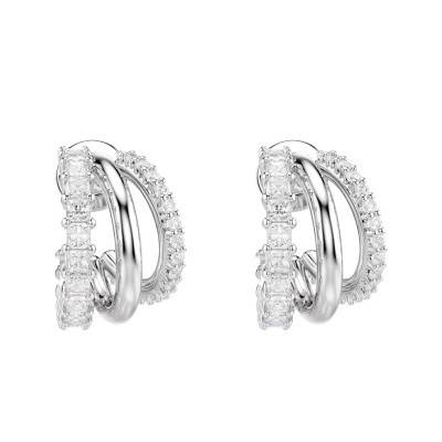 Hyperbola Rhodium-Plated Metal & Zirconium Oxides Hoop Earrings - 5737110 - Swarovski