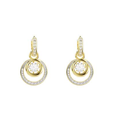 Hyperbola Drop Earrings Gold-Tone, Zirconia & Crystals - 5738249 - Swarovski