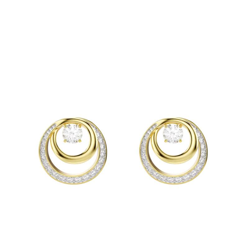 Boucles d'Oreilles Puces Hyperbola en Plaqué Or Jaune, Oxyde de Zirconium & Cristaux - 5740407 - Swarovski