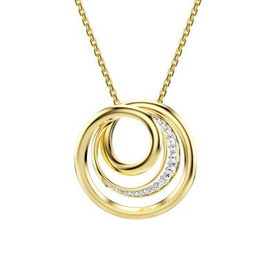 Hyperbola Gold & Crystals Necklace, Adjustable Length 50 to 57 cm - 5740410 - Swarovski