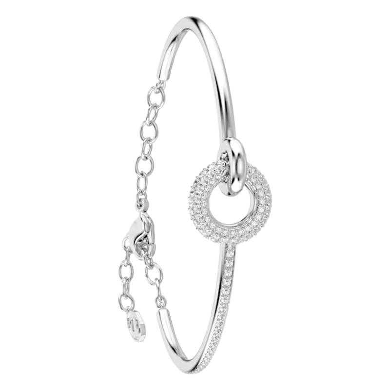 Dextera Rhodium-Plated Metal & Crystals Bangle Bracelet, Adjustable Length 17 to 18 cm - 5743569 - Swarovski