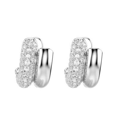 Rhodium-Plated & Crystal Dextera Huggie Earrings - 5738197 - Swarovski