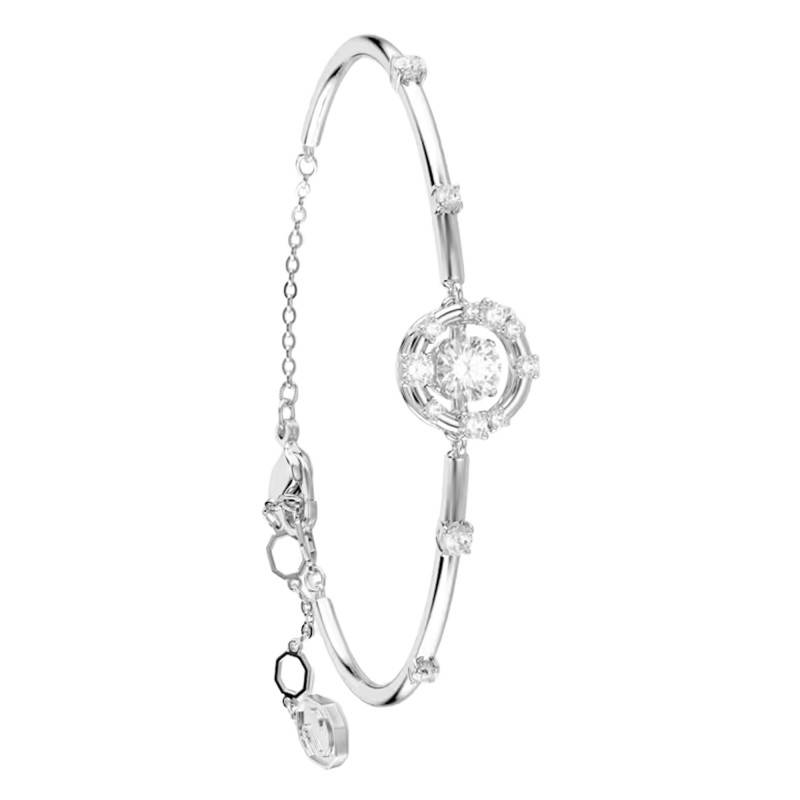 Constella Rhodium-Plated Metal & Zirconium Oxides Bangle Bracelet, Length 16 cm Adjustable - 5743523 - Swarovski