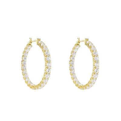 Gold-Tone & White Zirconia Matrix Hoop Earrings 5750620 - Swarovski