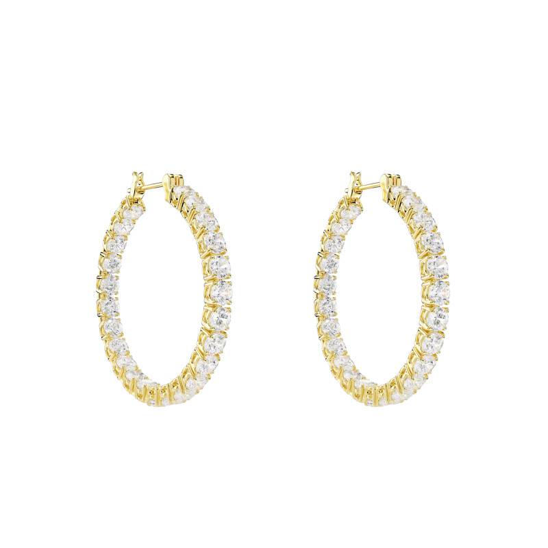 Gold-Tone & White Zirconia Matrix Hoop Earrings 5750620 - Swarovski