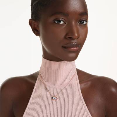 Collier Symbolica Oeil en Plaqué Or Rose & Cristaux Tricolores, Longueur de 42 cm à 49 cm - 5736984 - Swarovski