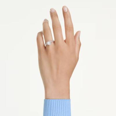 Una Angelic Rhodium-Plated Metal, Zirconia & Crystal Heart Ring - 5744047 - Swarovski