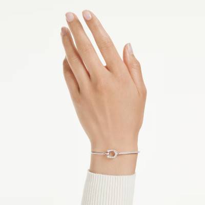 Rhodium-Plated Metal, Zirconium Oxides & Crystal Symbolica Horseshoe Bangle Bracelet, Adjustable Length 15.5 cm - 5746220 - Swarovski