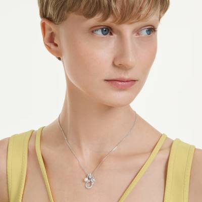 Symbolica Crystal Pearl Rhodium-Plated Metal, Pearl, Zirconia & Crystal Necklace, 38 to 45 cm Length - 5736247 - Swarovski