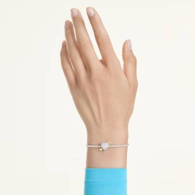 Idyllia Rhodium-Plated & Zirconium Oxides Bracelet, Length 24 cm Adjustable - 5742022 - Swarovski