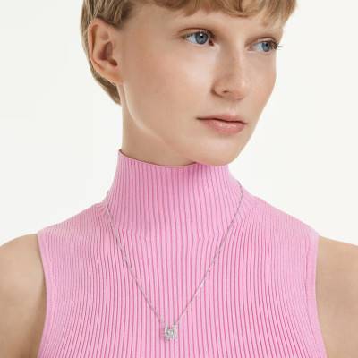 Collier Symbolica Dancing Stone en Métal Rhodié, Perles, Oxyde de Zirconium Blanc & Cristaux, Longueur 42 à 49 cm - 5736972 - Swarovski