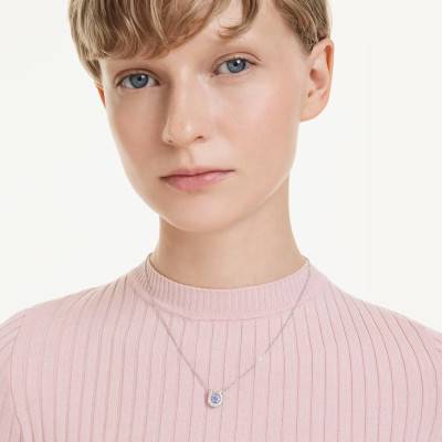 Collier Symbolica Dancing Stone en Métal Rhodié, Oxydes de Zirconium Bleu & Cristaux, Longueur 42 à 49 cm - 5746562 - Swarovski