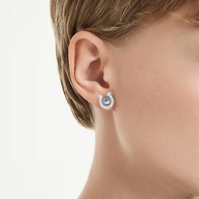 Rhodium-Plated Metal, Blue Zirconium Oxide & Crystal Symbolica Stud Earrings - 5746563 - Swarovski