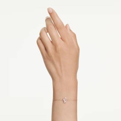 Bracelet Swan Doré Rose & Oxydes de Zirconium, Longueur 15,5 à 20cm Ajustable - 5738202 - Swarovski