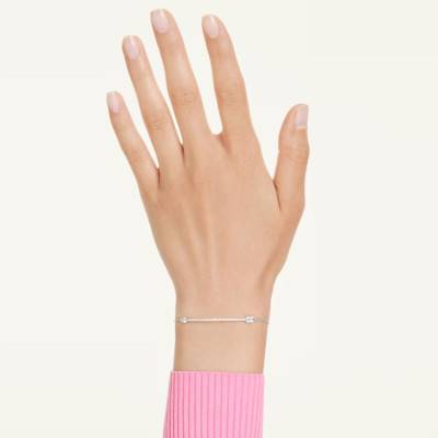 Bracelet Idyllia Flèche en Métal Rhodié, Oxydes de Zirconium & Cristaux, Longueur 24 cm Ajustable - 5741523 - Swarovski