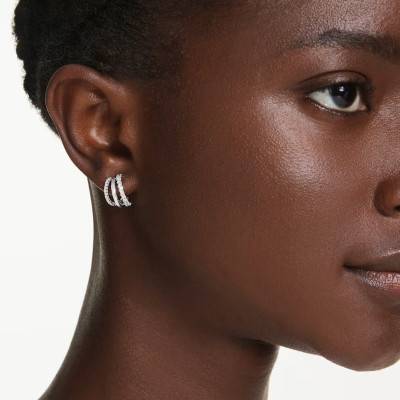 Hyperbola Rhodium-Plated Metal & Zirconium Oxides Hoop Earrings - 5737110 - Swarovski