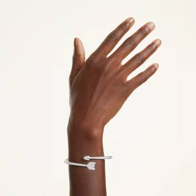 Rhodium-Plated Metal, Zircon Oxide & Crystal Idyllia Arrow Bangle Bracelet, 16 cm Adjustable Diameter - 5737264 - Swarovski