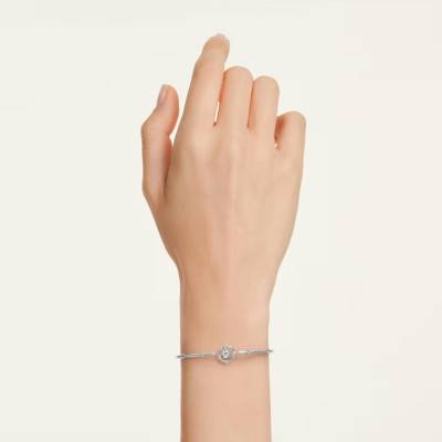 Constella Rhodium-Plated Metal & Zirconium Oxides Bangle Bracelet, Length 16 cm Adjustable - 5743523 - Swarovski