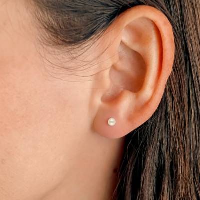 Boucles d'Oreilles Perles 4mm en Argent 925 - Emanessence