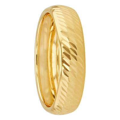 375 Yellow Gold Half-Dome Striped Wedding Ring, Width 5 mm - Amore