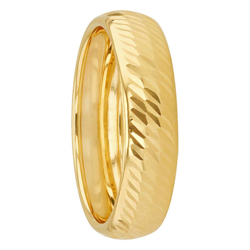 375 Yellow Gold Half-Dome Striped Wedding Ring, Width 5 mm - Amore