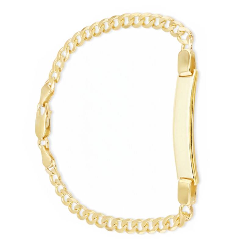 Bracelet Plaque Identité & Maille Gourmette en Argent 925 Plaqué Or, Longueur 18 cm - Manillon