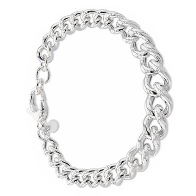 925 Silver Round Curb Chain Bracelet, Length 20 cm - Manillon