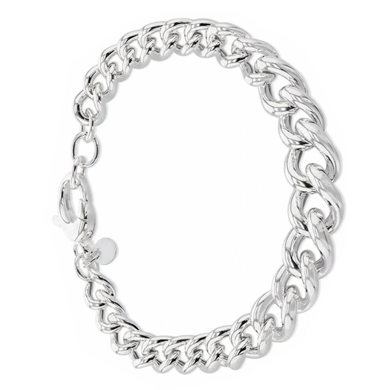 925 Silver Round Curb Chain Bracelet, Length 20 cm - Manillon