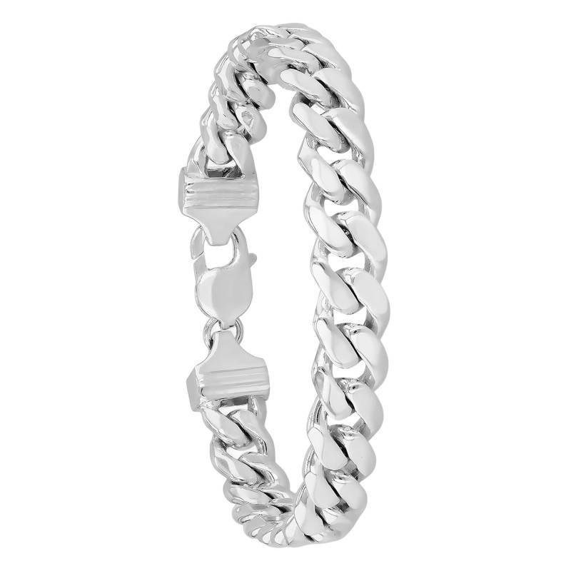 925 Silver Hollow Curb Chain Bracelet, 21 cm - Manillon