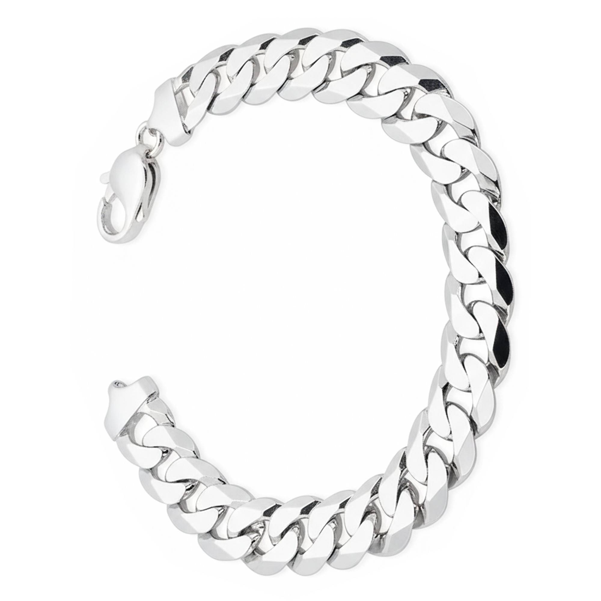 Flat Silver Curb Chain Bracelet - Manillon - Ocarat