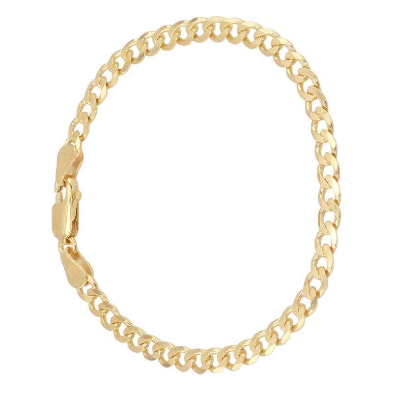 Flat Curb Chain Bracelet in Gold-Plated 925/1000 Silver, 16.50 cm - Manillon