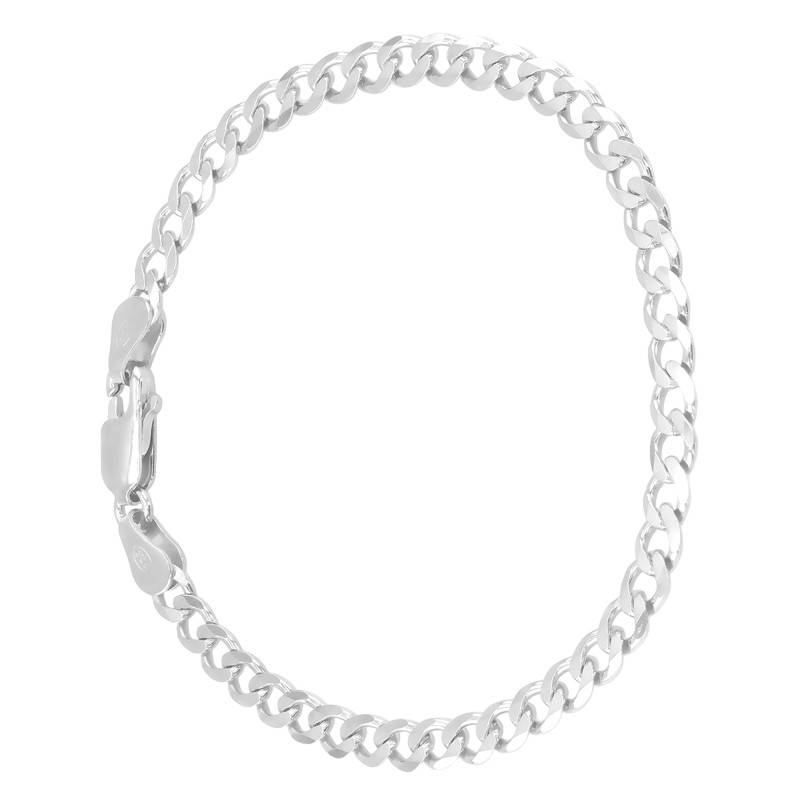925 Silver 4mm Curb Chain Bracelet, Length 19 cm - Manillon