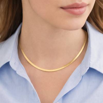 Chaîne à Chevrons Triple en Argent Plaqué Or, Longueur 40 ou 45 cm - Manillon