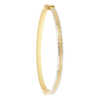 375 Two-Tone Gold Diamond-Cut Bangle Bracelet - Emanessence