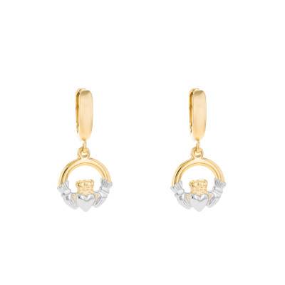 Claddagh 375/1000 Two-Tone Gold Hoop Earrings - Emanessence