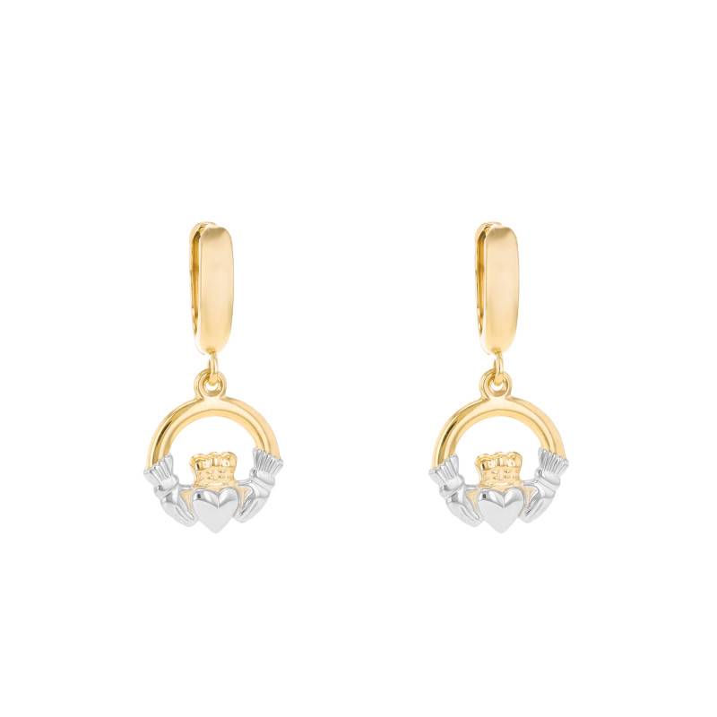 Claddagh 375/1000 Two-Tone Gold Hoop Earrings - Emanessence