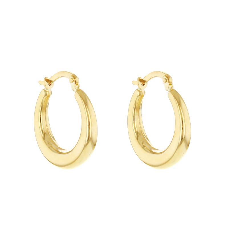 Boucles d'Oreilles Créoles Coniques en Or Jaune 375, Diamètre 19 mm - Emanessence
