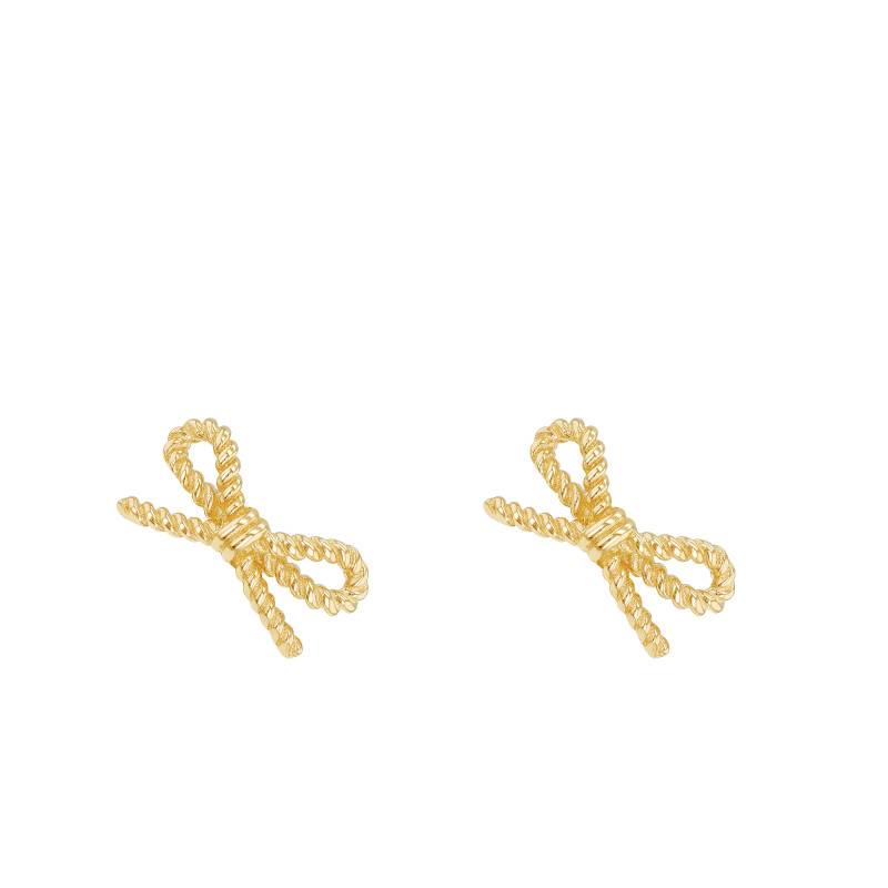 375 Yellow Gold Twisted Knot Stud Earrings - Emanessence