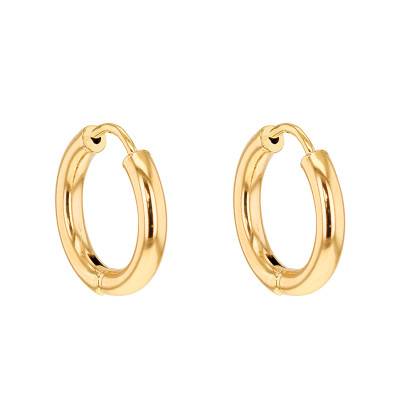 375 Yellow Gold Hoop Earrings, Width 2.5mm, Diameter 15mm - Emanessence