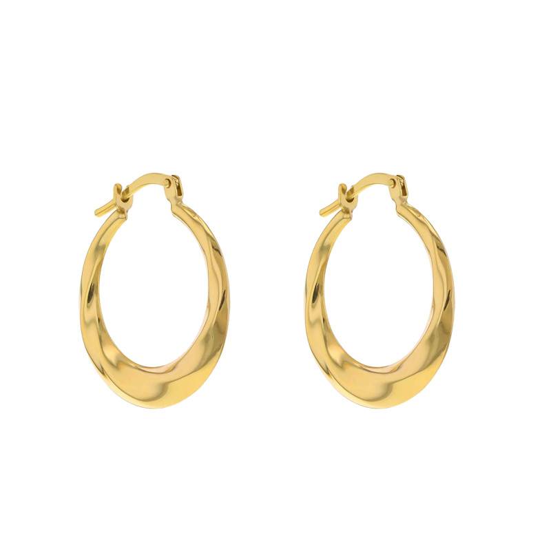 375 Yellow Gold-Plated Silver Twisted Hoop Earrings, 20x23mm - Emanessence