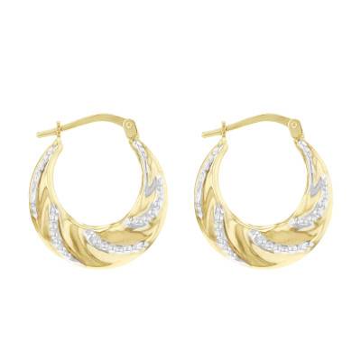 Two-Tone Twisted Hoop Earrings in 375/1000 Yellow Gold-Plated Silver, 17x19mm - Emanessence
