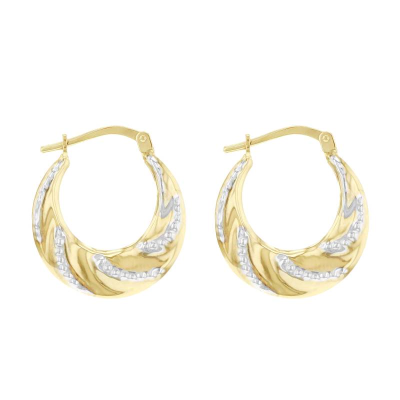 Two-Tone Twisted Hoop Earrings in 375/1000 Yellow Gold-Plated Silver, 17x19mm - Emanessence