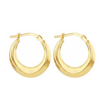 375 Yellow Gold-Plated Silver Hoop Earrings, 19 mm Diameter - Emanessence