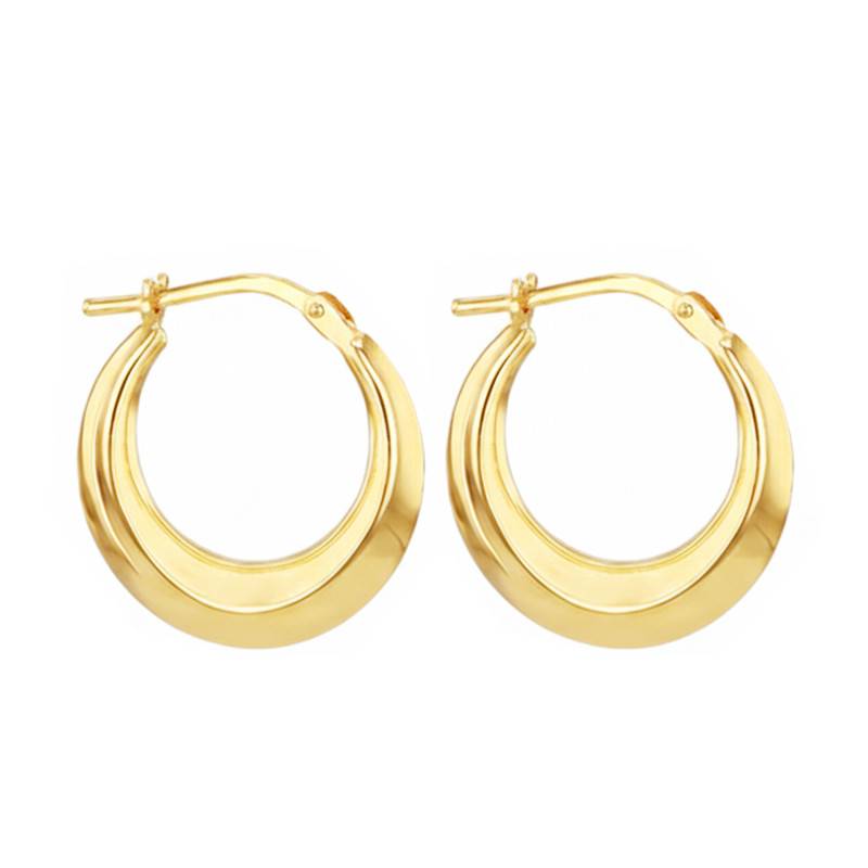 375 Yellow Gold-Plated Silver Hoop Earrings, 19 mm Diameter - Emanessence