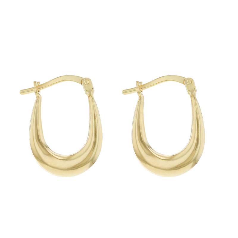 Boucles d'Oreilles Créoles Ovales en Argent 925 Plaqué Or Jaune 375 - Emanessence