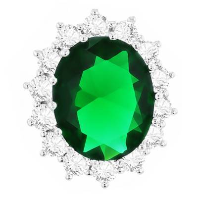 Oval Pendant, Zirconia Halo in 925 Rhodium-Plated Silver - Emanessence